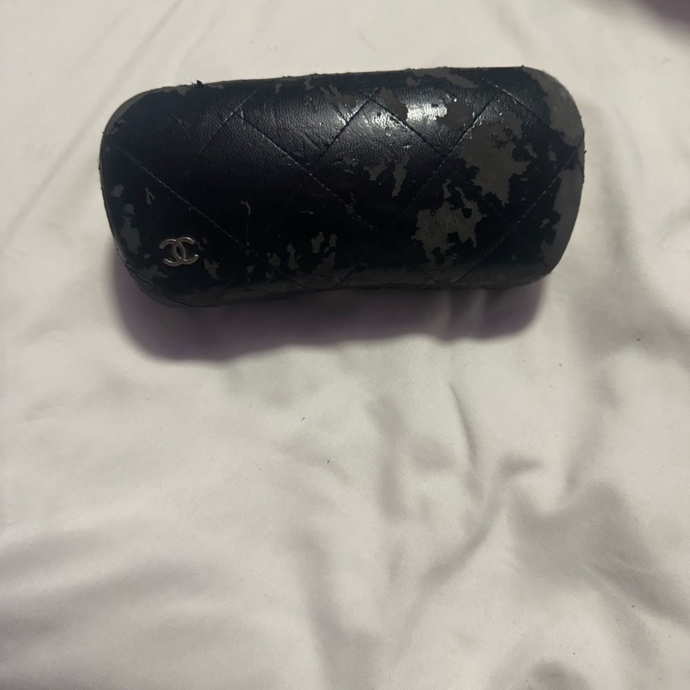 CHANEL Black and Silver Quilted Clutch